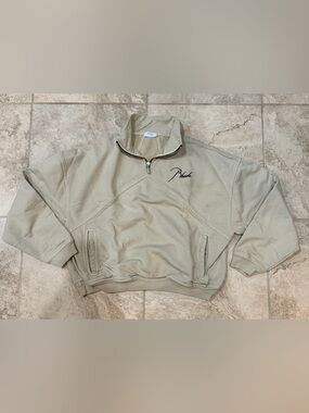 Rhude Beige Zip-Up Pullover with Embroidered Logo